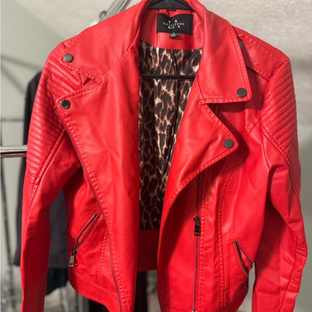 Coalition LA Women's Vibrant Red Leather Jacket